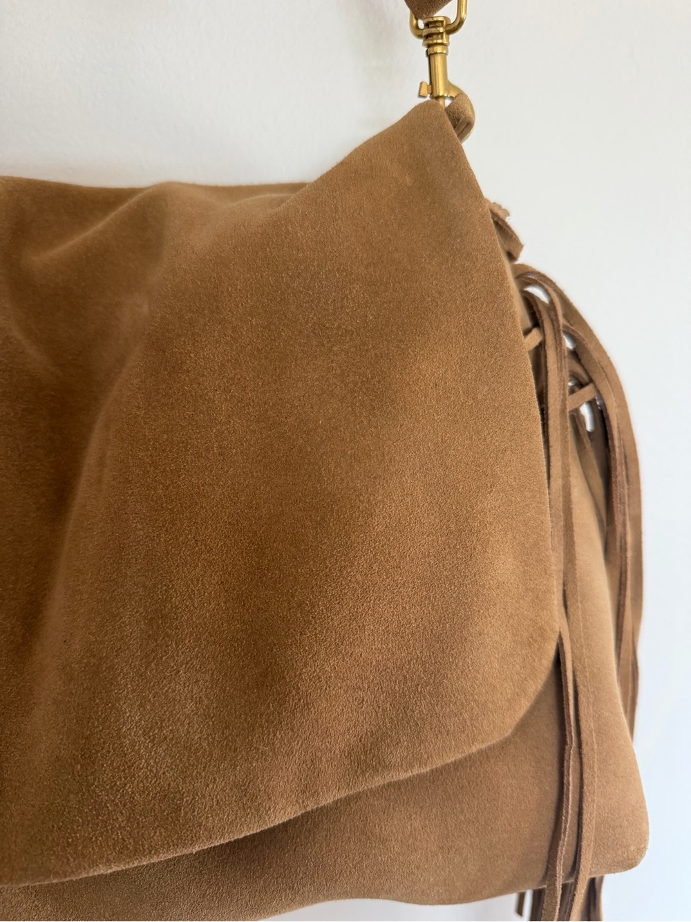 Zara Tan Suede Fringe Shoulder Bag - Picture 2 of 6